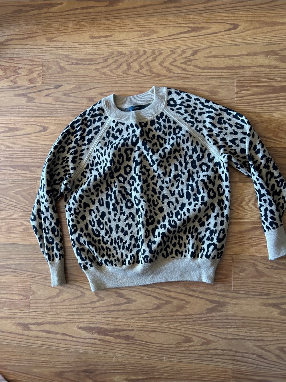 J. Crew Leopard Print Crewneck Sweater - Beige & Black